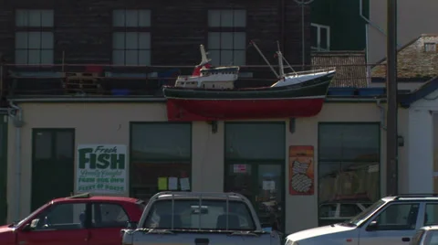 Fish shop exterior Stock Footage 33606374