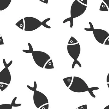 Fish sign icon seamless pattern background. Goldfish vector illustration on w Stock Illustration