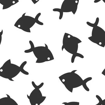 Fish sign icon seamless pattern background. Goldfish vector illustration on w Stock Illustration