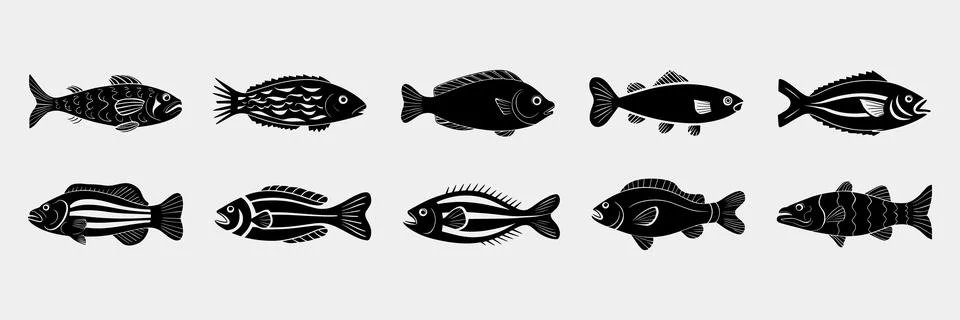 Fish silhouette vector Stock Illustration