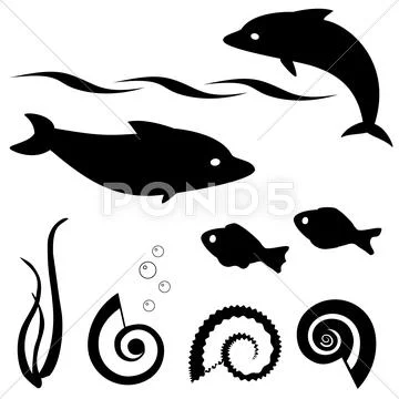 Fish silhouettes set 1 Stock Illustration
