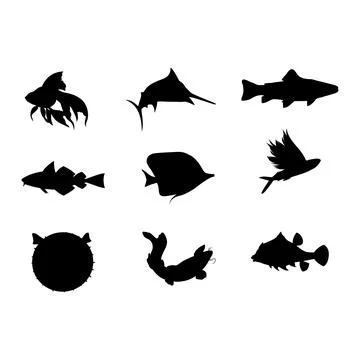Fish silhouettes on white Stock Illustration