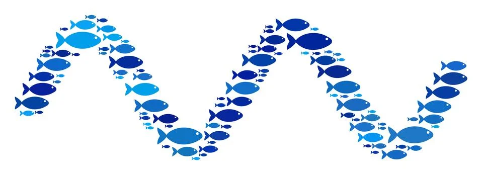 Fish Sinusoid Wave Mosaic Stock Illustration
