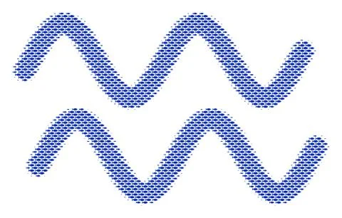 Fish Sinusoid Waves Collage Stock Illustration