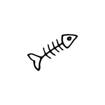 Fish skeleton bone icon. sketch isolated object Stock Illustration