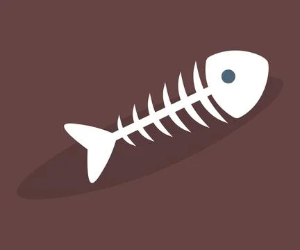 Fish skeleton on brown background. icon of fishbone. Haunting reminder of cir Stock Illustration