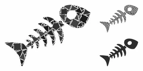 Fish skeleton Composition Icon of Unequal Elements Illustrazione stock