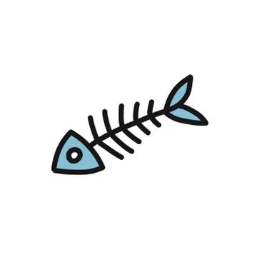Fish skeleton doodle icon, vector illustration Stock Illustration