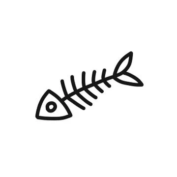 Fish skeleton doodle icon, vector illustration Stock Illustration