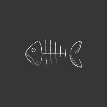 Fish skeleton. Drawn in chalk icon 스톡 일러스트