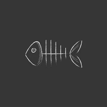 Fish skeleton. Drawn in chalk icon Illustrazione stock