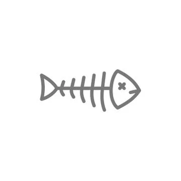 Fish skeleton, fishbone line icon. 스톡 일러스트