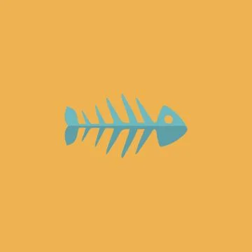 Fish skeleton flat icon Stock Illustration
