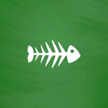 Fish skeleton flat icon Stock Illustration