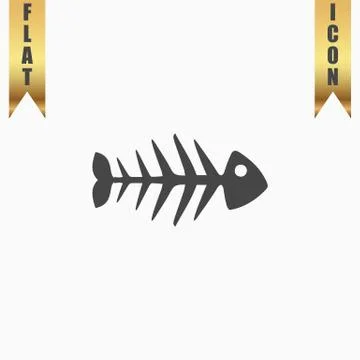 Fish skeleton flat icon Stock Illustration