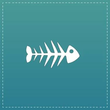 Fish skeleton flat icon Stock Illustration