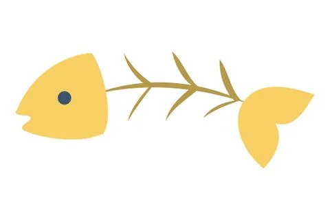 Fish skeleton icon. Animal bone, vertebra and head. Stock Illustration