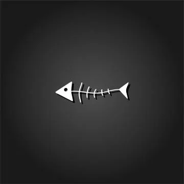 Fish skeleton icon flat. Stock Illustration