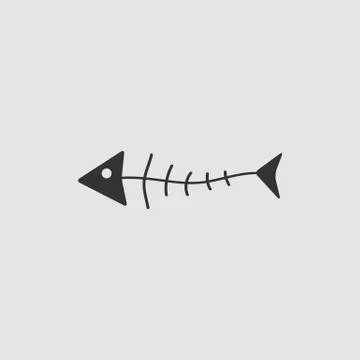 Fish skeleton icon flat. Stock Illustration