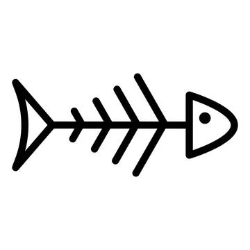 Fish skeleton icon line isolated on white background. Black flat thin icon .. Stock Illustration