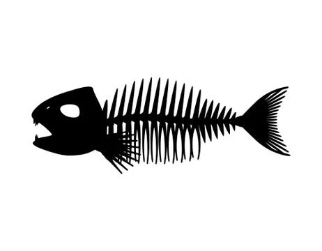 Fish skeleton. Isolated on white background. Vector silhouette illustration. イラスト素材