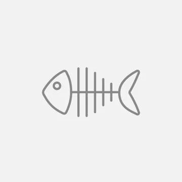 Fish skeleton line icon Stock Illustration