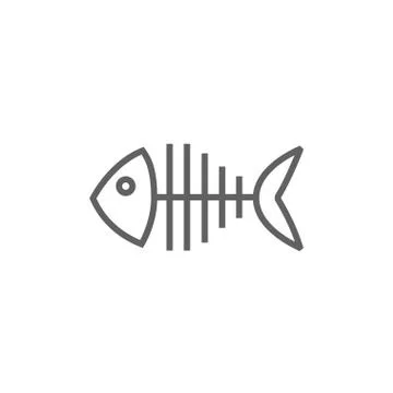 Fish skeleton line icon Stock Illustration