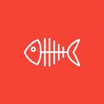 Fish skeleton line icon Stock Illustration