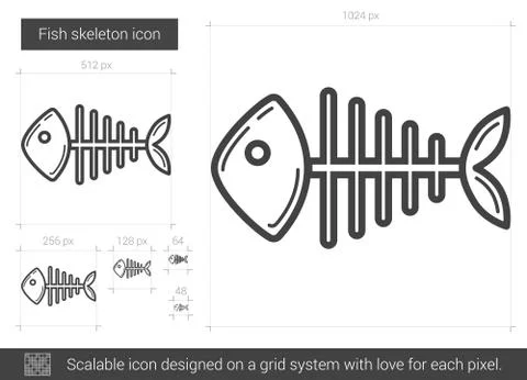 Fish skeleton line icon 스톡 일러스트