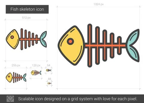 Fish skeleton line icon 스톡 일러스트