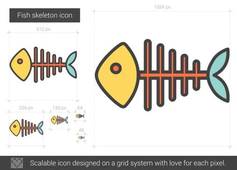 Fish skeleton line icon 스톡 일러스트
