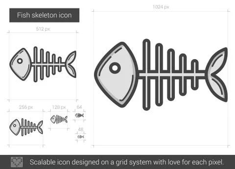 Fish skeleton line icon 스톡 일러스트