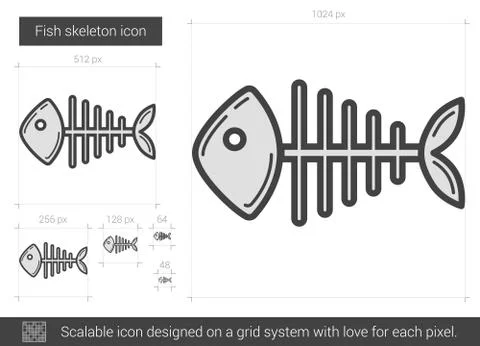 Fish skeleton line icon 스톡 일러스트