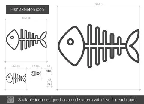 Fish skeleton line icon. 스톡 일러스트
