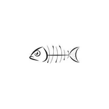 Fish skeleton line icon. Stock Illustration