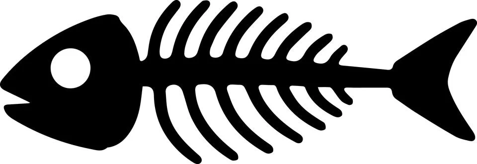Fish skeleton, minimal simple vector illustration Illustrazione stock