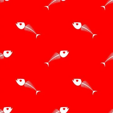 Fish skeleton pattern seamless. Fish skull background. Vector texture Stock Illustration