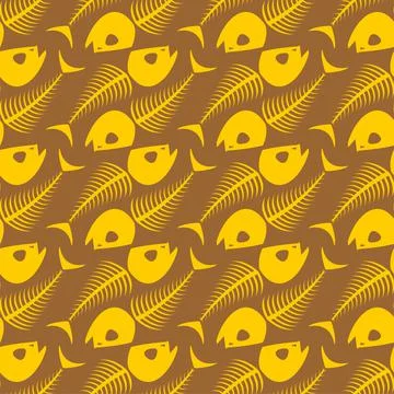 Fish skeleton pattern seamless. Fish skull background. Vector texture Stock Illustration