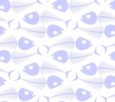 Fish skeleton pattern seamless. Fish skull background. Vector texture イラスト素材