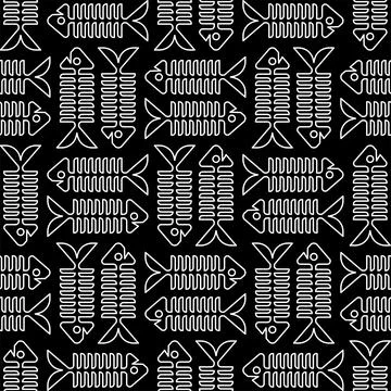 Fish skeleton Pattern seamless . Fish bones Background. Baby fabric texture Stock Illustration