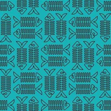 Fish skeleton Pattern seamless . Fish bones Background. Baby fabric texture Stock Illustration