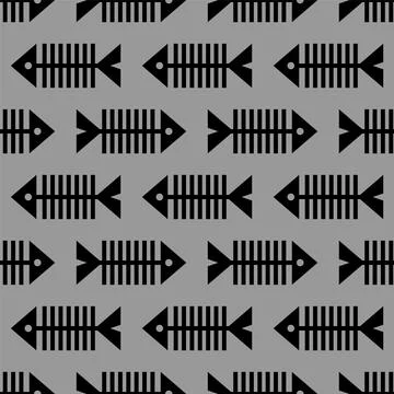 Fish skeleton Pattern seamless . Fish bones Background. Baby fabric texture Stock Illustration