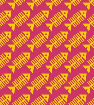 Fish skeleton Pattern seamless . Fish bones Background. Baby fabric texture Illustrazione stock