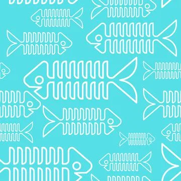 Fish skeleton Pattern seamless . Fish bones Background. Baby fabric texture Stock Illustration