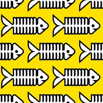 Fish skeleton Pattern seamless . Fish bones Background. Baby fabric texture Stock Illustration