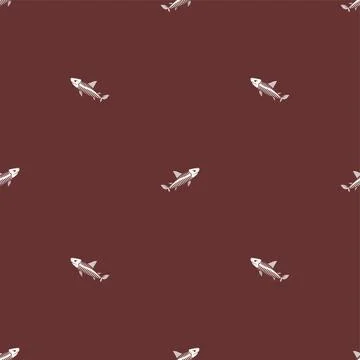 Fish skeleton pattern seamless. Shark skull background. fish bones texture Stock Illustration