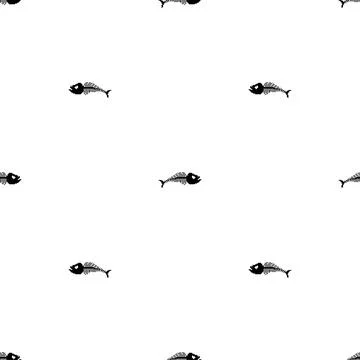 Fish skeleton pixel art pattern seamless. 8 bit Fish skull background. pixela Stock Illustration