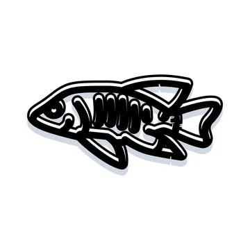 Fish skeleton showing bone structure in x ray style Stock Illustration