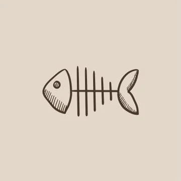 Fish skeleton sketch icon 스톡 일러스트