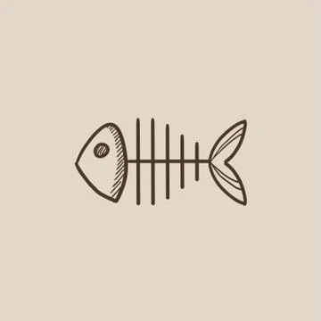 Fish skeleton sketch icon 스톡 일러스트